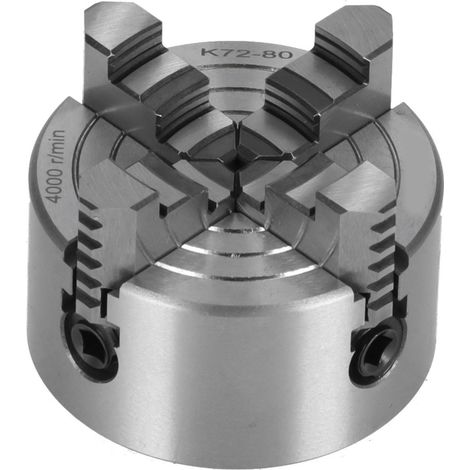 Mandrin de tour manuel 4 mors K72-80, acier rapide HSS, 4000 tr/min, 80 mm/3,15 pouces, accessoire de tournage DIY, haute précision (1/5)