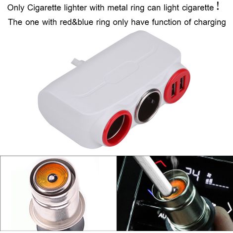 120-W-Kfz-Ladegerät für den Zigarettenanzünder, zwei USB-Anschlüsse mit automatischer Stromwiederherstellung, Sicherheitsabschaltung, Weiß/Rot (1/5)
