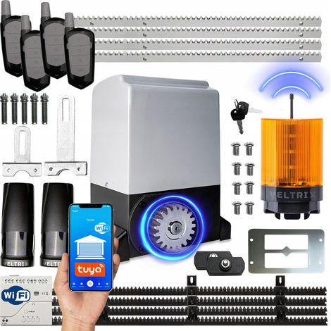 Motorisation pour portail coulissant - 800 kg - 4 télécommandes - Éclairage LED - Wi-Fi (1/5)