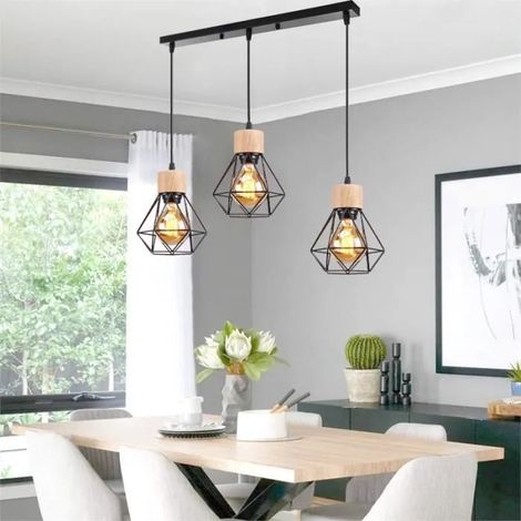 Lustre Vintage Salon Noir Lampe Suspension Industrielle Retro en Cage Métal pour Chambre Cuisine (1/5)