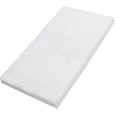Tapis de bain antidérapant blanc 50 x 80 cm en chenille, lavable en machine, pour douche. (1/5)