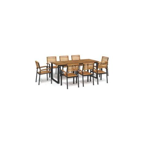 Ensemble à manger de jardin 9 pcs bois d'acacia solide et métal (1/5)