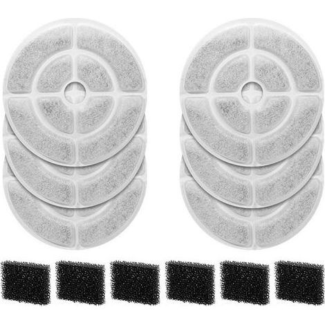 Lot de 12 filtres à charbon actif et éponges pour fontaine à eau pour chien 9,5 L (6 filtres + lot de 6) (1/5)