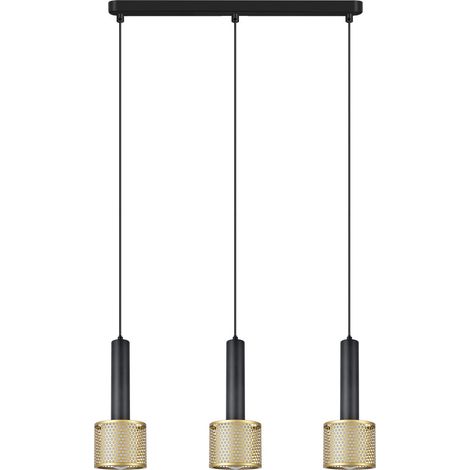 Lampada sospensione industriale AMO nero oro 3 luci E27 50cm (1/5)