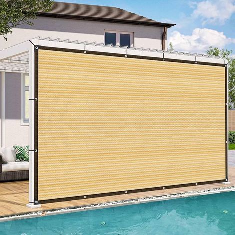 Filet d'ombrage à œillets, 2 x 3 m, beige, voile d'ombrage, jardin, protection solaire, idéal pour serre, terrasse, plantes, poulailler, coupe-vent, perméable à l'eau (1/5)