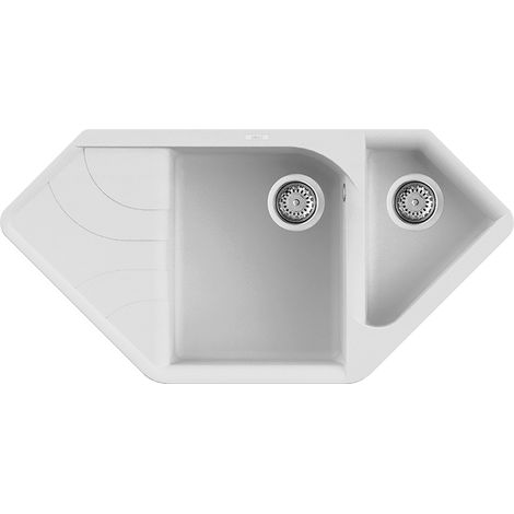 Lavello Elleci Incasso Ego CORNER Granitek Bianco LGECOR68 (1/3)