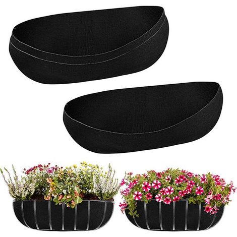 Fundas para macetas - Forro de fieltro - Cuidado de las plantas - Buena transpirabilidad - 3 piezas de 61 cm - Negro (1/5)