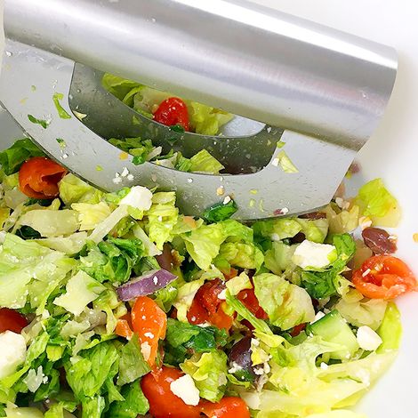 Doppelklingen-Salatmesser aus Edelstahl mit rutschfestem Griff, Küchenhelfer (1/5)