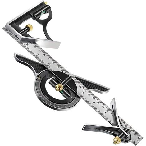 Combinaison 300mm Multifonction Réglable Carré Outils Carrés Robustes Kits De Mesure Rapport De Précision Angle Finder Règle Équerres De Menuiserie (1/5)