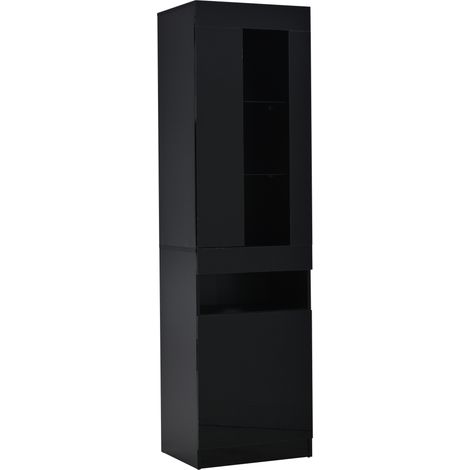 Vitrine noire moderne avec éclairage LED et rangement, 50 x 40 x 180 cm (1/5)