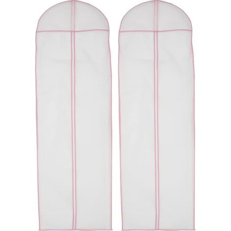 Lot de 2 housses pour robes de mariée, 180 cm, en tissu non tissé avec fermeture éclair. Housse longue et respirante pour robes (1/5)