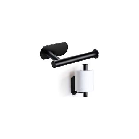 On and Off Porte Papier Toilette, Support Premium sans Perçage, Porte Rouleau Papier Toilette Mural en Acier Inoxydable pour Cuisine et Salle de Bain, Noir (1/5)