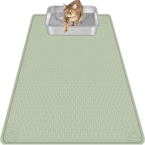 Cat Litter Mat, Extra Large Silicone Cat Litter Mat, 40" x 28", Green (1/5)
