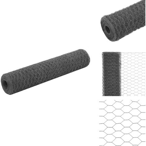 Grillage Acier avec revêtement en PVC 25x0,75 m Gris - Clôture Jardin - Grillage Agricole - Clôture Poulet - Clôture Lapin - Protection Terrain (1/4)