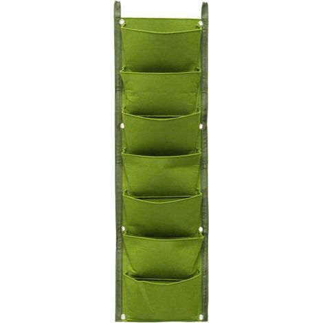 Set mit 7 vertikalen Pflanzsäcken, Wandblumentöpfen, vertikalen Pflanzen, wiederverwendbar und atmungsaktiv, Pflanztöpfe für die Innen- und Außengartendekoration (grün)