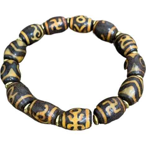 Bracelet de perles bouddhistes tibétaines, perles d'agate Feng Shui du Tibet, bracelet porte-bonheur élastique en perles, bijoux pour hommes et femmes
