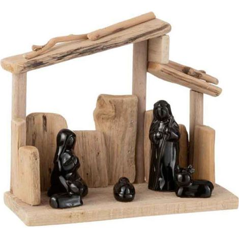 Crèche de Noël "Toitures en Pente" 23cm Marron