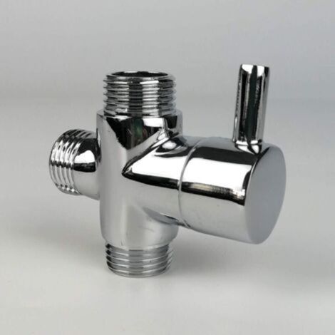 Vanne de dérivation, mâle G1/2 Robinet en laiton T adaptateur Chrome salle de bain douche robinet accessoires inverseur d'eau 3 voies vanne de remplissage mâle