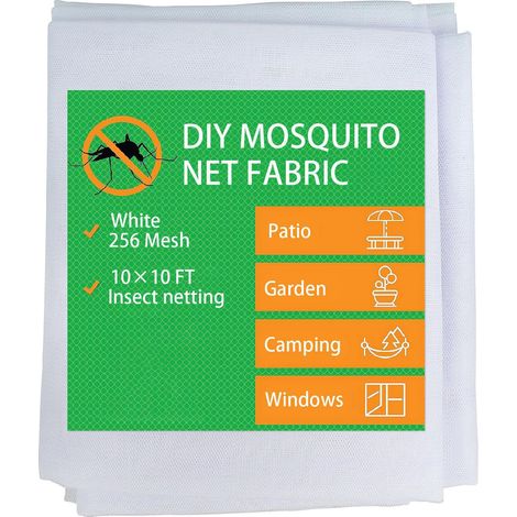 Filet Moustiquaire Blanc 3x3 Mètres  Protection Anti-Insectes pour Jardin, Terrasse, Extérieur & Fenêtres  Maillage Fin de Jardin. (1/4)