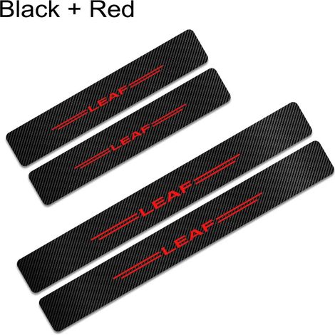 (Noir et rouge) Pour Nissan Leaf - Lot de 4 protections de seuil de porte décoratives - Autocollants tendance - Accessoires de protection pour marchepieds de portières (1/3)