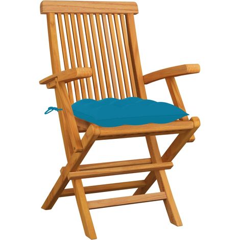 Maison Exclusive - Sedie da Giardino con Cuscini Azzurri 6 pz Legno Massello Teak