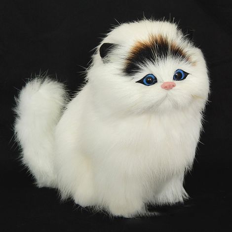 Chat en peluche réaliste avec fourrure synthétique, peluche électronique en forme de mouton avec miaulement, jouet pour enfants (1/5)