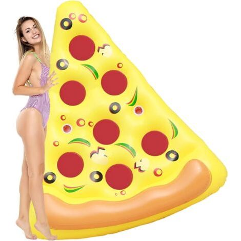 Géante Pizza pour Bouee Piscine, Tapis de Mer à Impression Réaliste pour Adultes, Livré avec Porte-Gobelet et Kit de Patch d'urgence, Bouée Piscine pour Les Vacances à la Plage(1 Paquet) (1/5)