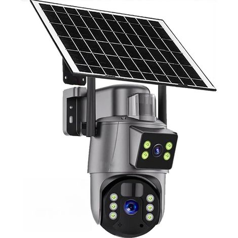 Caméra de Surveillance extérieure sans Fil 4G/WiFi 6 MP avec Panneau Solaire et Double Objectif PTZ IP(4G Camera No Card) (1/5)