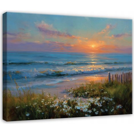 Tableau sur toile plage et mer – Paysage naturel – 100 x 70 cm (1/4)