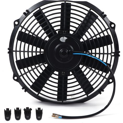 GARRYFIZH ‌Ventilateur de Refroidissement Radiateur Électrique Mince 12in Pousser/Tirer 2100RPM 10 Pales Universel Voiture 12V 80W - Haute Efficacité‌