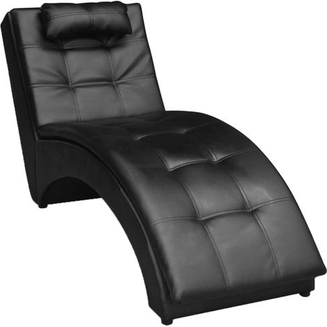 Chaiselongue mit Kissen Schwarz Kunstleder