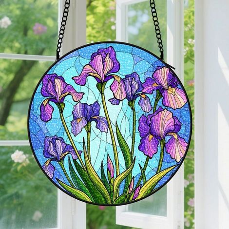 12.5cm Suspension en vitrail – Attrape-soleil floral pour fenêtre, porte, jardin ou terrasse – Décoration et idées cadeaux pour Noël, la fête des Mères ou un anniversaire (pour femmes, hommes, maman, (1/5)