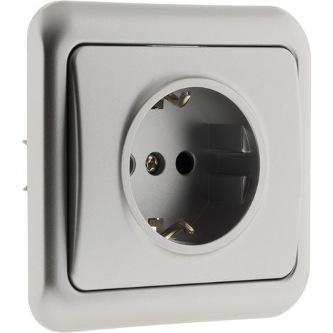 Prise encastrée Schuko 16A - chrome - Antaria - Zenitech (1/2)