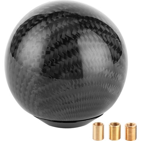 Pomello del cambio per auto con adattatori Accessorio per automobile universale con testa del cambio in fibra di carbonio nera (1/5)