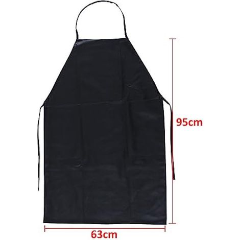 Tablier de travail industriel en vinyle noir imperméable et résistant pour homme et femme - 88,9 cm (1/5)