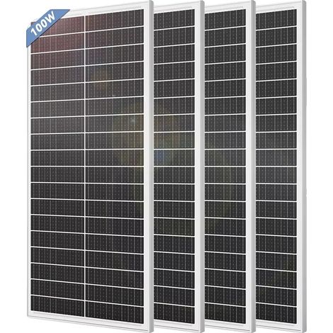 Pannello solare, design monocristallino, alta efficienza, 100W, 4 pezzi (1/2)