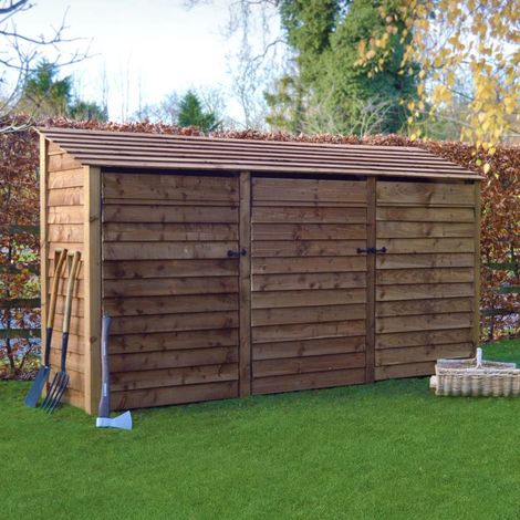 Empingham 6ft Log Store with Doors - L80 x W340 x H181 cm - Rustic Brown