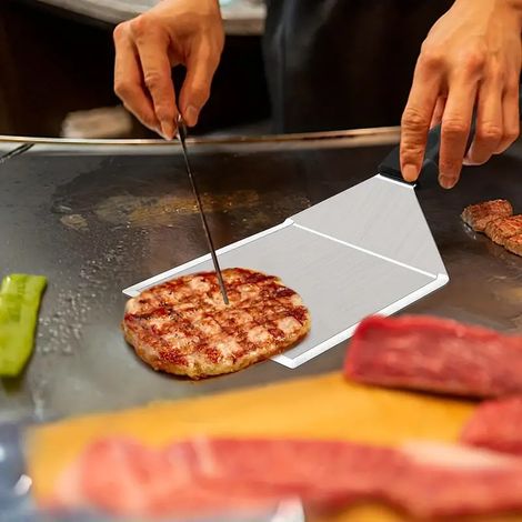 Spatule de cuisson en acier inoxydable, pour cuisine, barbecue, teppanyaki, BBQ et steak occidental (1/4)