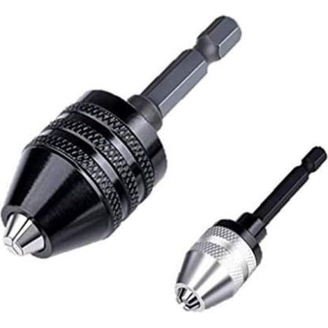 Adaptateur de mandrin (0,6 8 mm,0,3 3,6 mm) Lot de 2 mandrins pour visseuse à chocs,adaptateur sans clé avec tige hexagonale 1/4 (1/5)