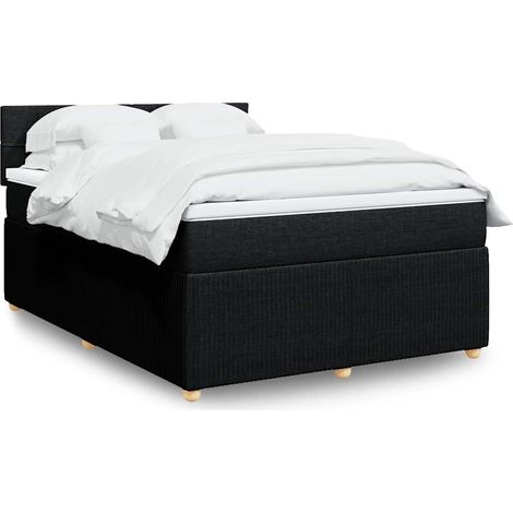 Boxspringbett mit Matratze Schwarz 160x200 cm Stoff