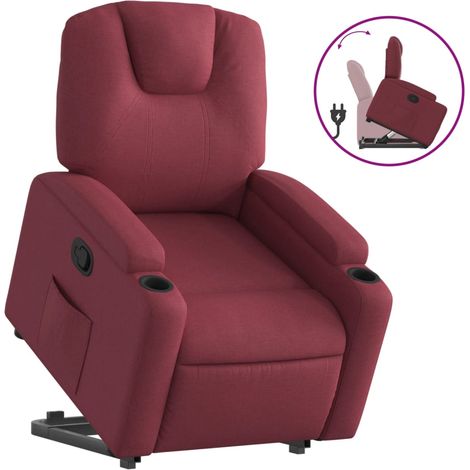 Maison Exclusive - Sillón reclinable elevable tela rojo tinto