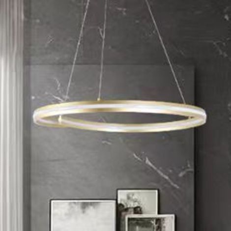 TRADE SHOP - Lampadario Led Moderno A Semicerchio 100w A Sospensione Luce 4000k 70cm Oro 33450 -
