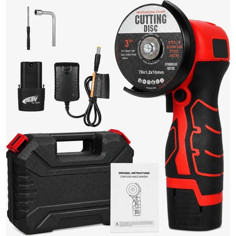 Mini Meuleuse Angle Sans Fil 16.8V Rouge 2 Batteries