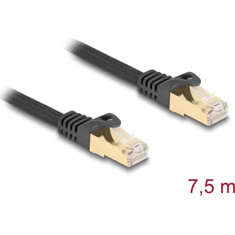 Delock Cable de red RJ45 con cubierta trenzada Cat.6A S/FTP macho a macho 7,5 m negro