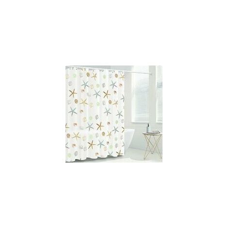 Rideau de Douche 180x180cm, Rideau de Douche PEVA Imperméable et Anti-moisissure, avec 12 Anneaux de Rideaux, Motif étoile de (1/4)