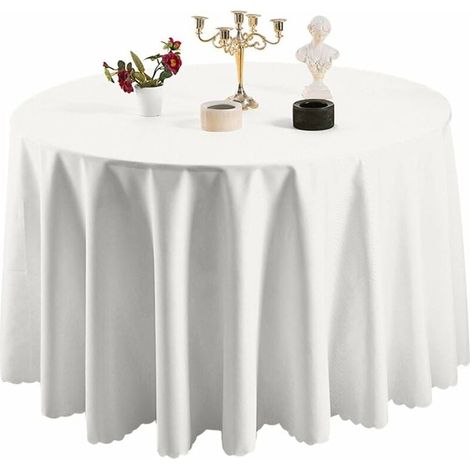 1 nappe ronde Divers accessoire de portail, blanche, 220 cm, anti-froissage, anti-taches, pour mariages et fêtes (1/5)