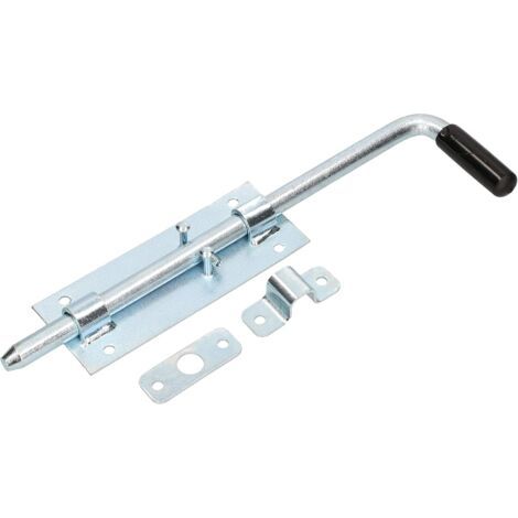 Verrou de porte de garage 320 mm – Acier zingué argenté – Poignée en caoutchouc noir – Sécurise portes en bois et métal-NANOTEH (1/5)