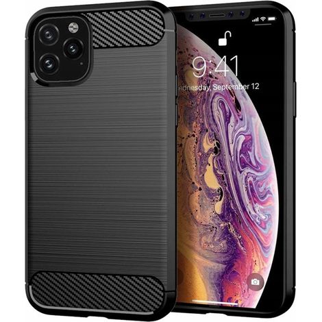 Schutzhülle für iPhone 11 Pro Max, Carbon-Rückseite, schwarze Abdeckung + Glas (1/5)