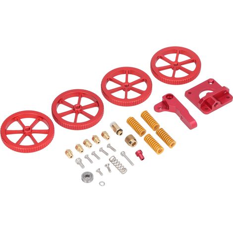 Kit d'extrudeuse pour imprimante 3D en alliage d'aluminium et laiton, avec écrous de nivellement et ressort jaune. (1/5)