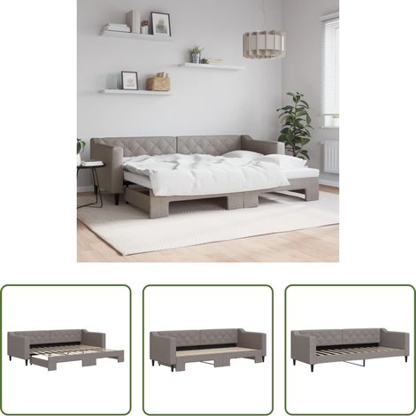 Lit gigogne - Lit de jour avec gigogne sans matelas taupe 80x200 cm (1/5)